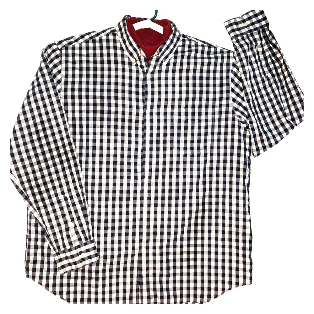 CHAPS Navy Check Button Down